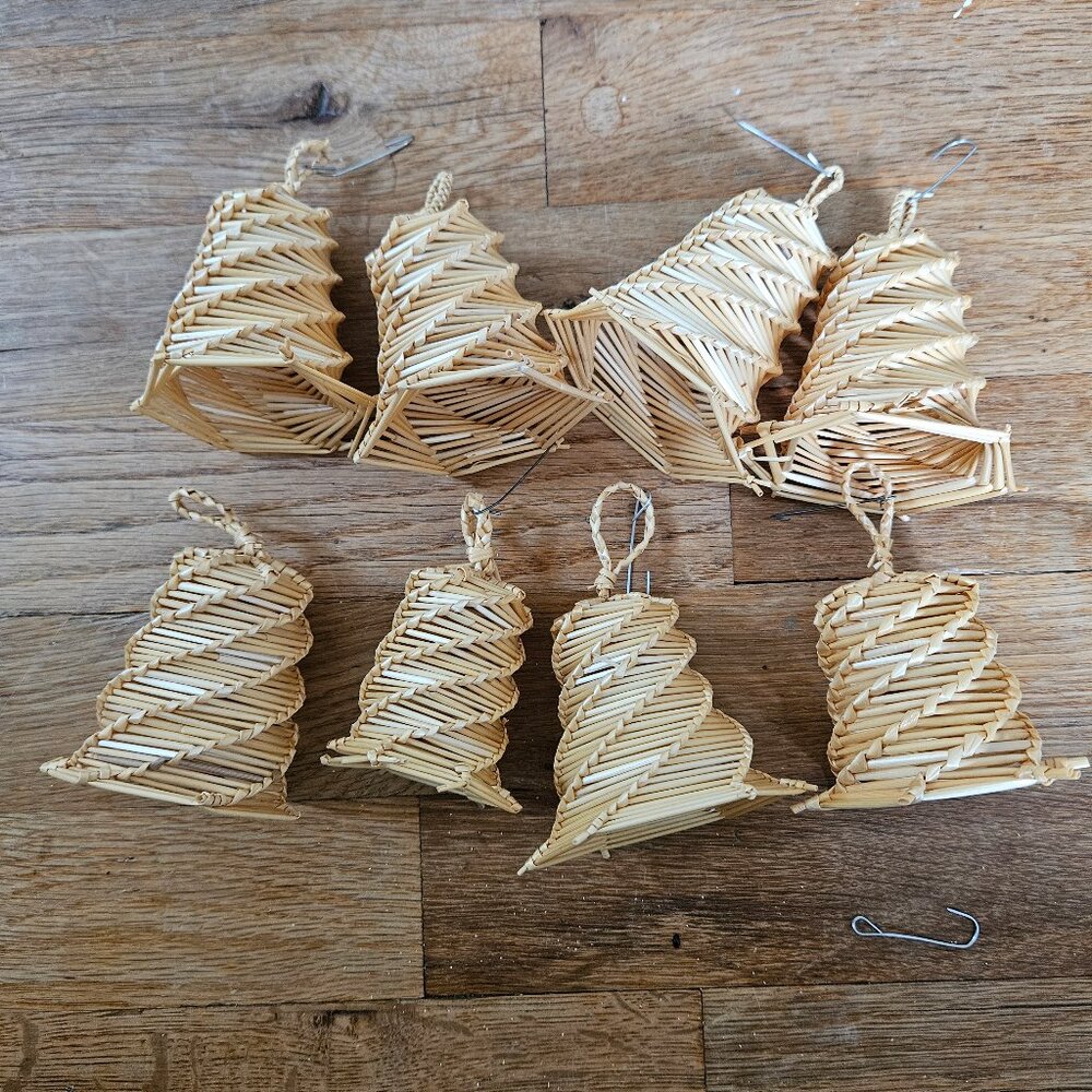 Vintage Braided Straw CHristmas Ornament Bells Scandinavian Eastern European 8 - Picture 1 of 4
